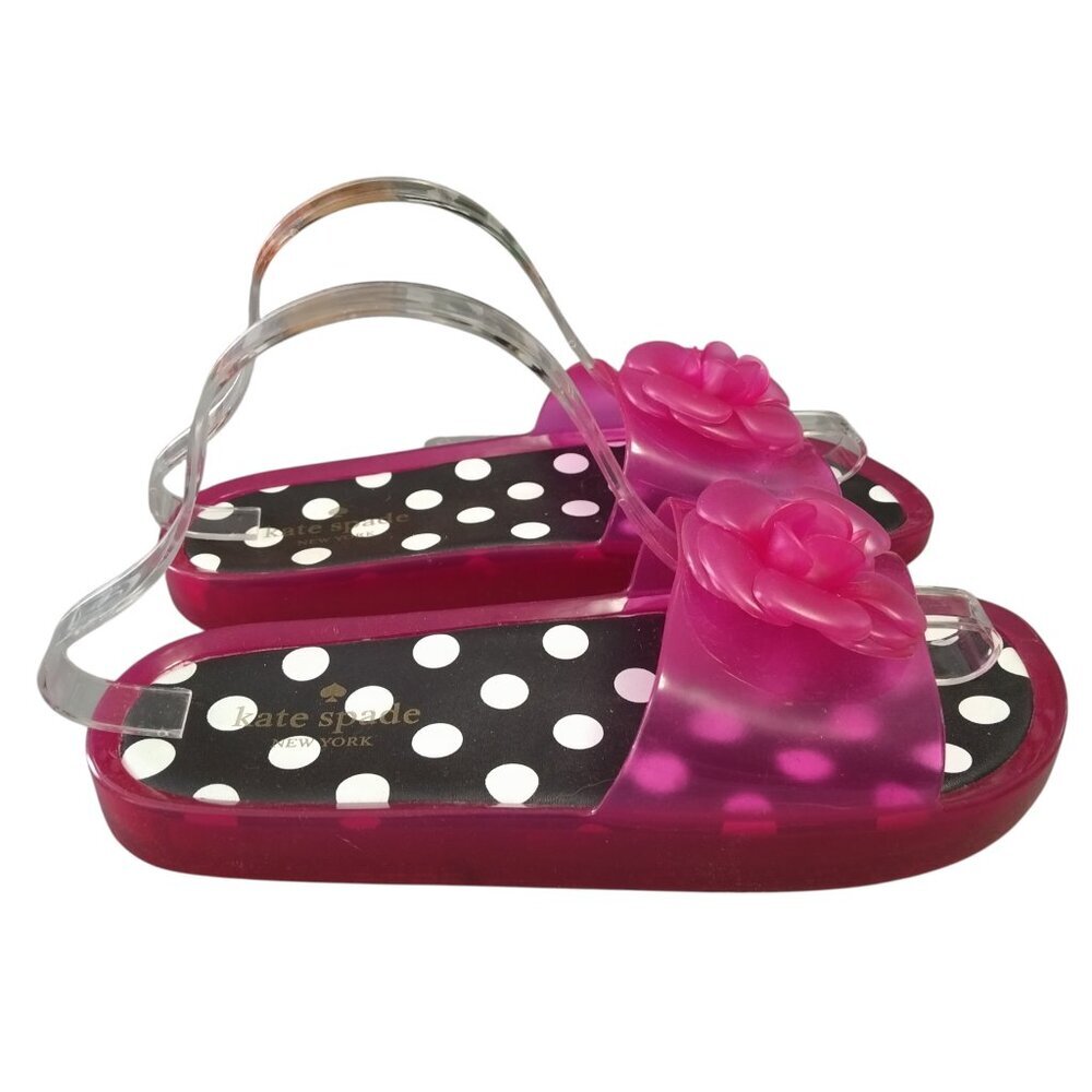 KATE SPADE New York Size 9 "SPLASH" Pink Flower Jelly Slip On Slides Sandals - Picture 3 of 6